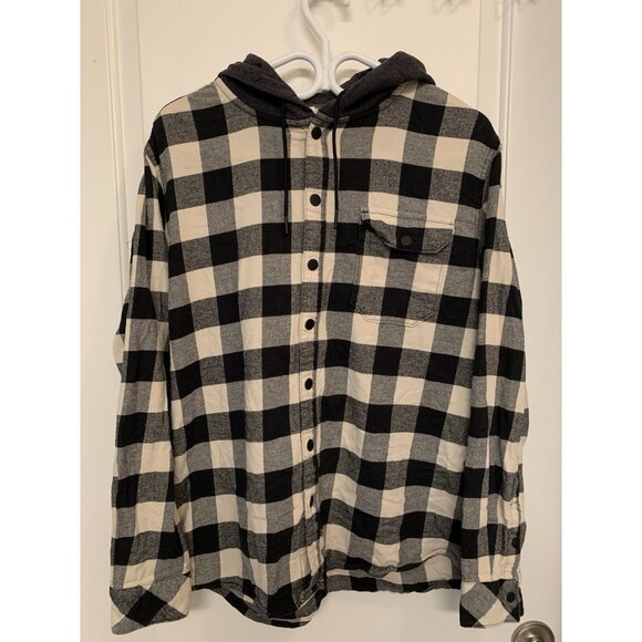 Ripzone Black White Buffalo Plaid Hoodie Jacket - Picture 1 of 6
